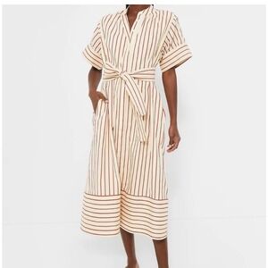 Tuckernuck Striped Midi Shirtdress Large Terracotta Prescott Pockets Coastal